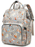 Twerb Printed Waterproof Diaper Backpack | Large Capacity Baby Bag with Insulated Bottle Pockets | Grey Animal Print